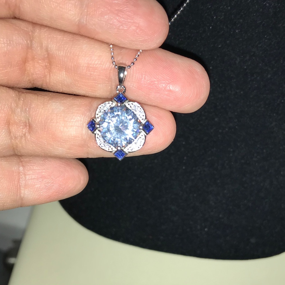 4ct Art Deco Sapphire Pendant - Picture 2 of 14